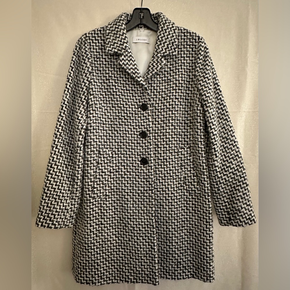 EUC i Blues made in Italy wool/Alpaca mid-thigh long jacket size 4.